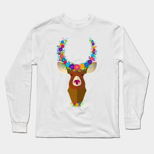 Stag (Gerald) Long Sleeve T-Shirt by Avalinart